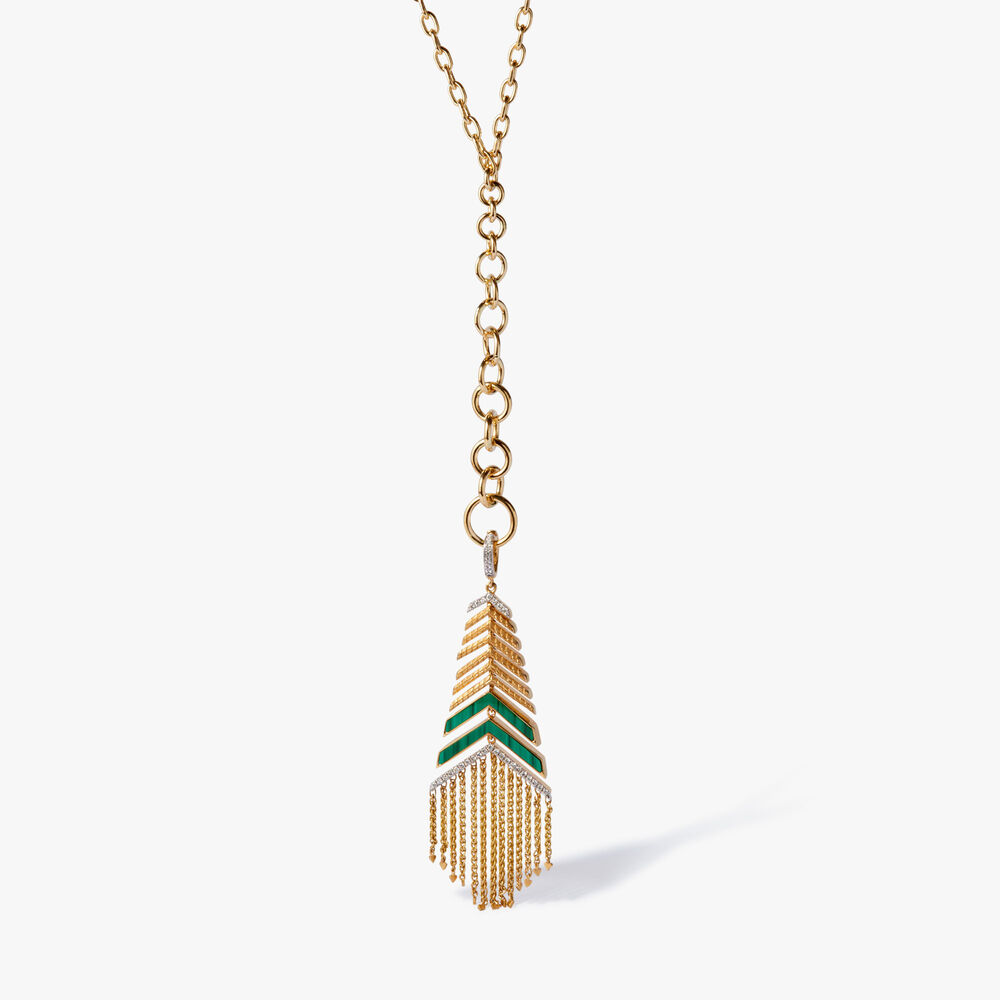 Flight Josephine 18ct Yellow Gold Malachite Feather Necklace | Annoushka jewelley